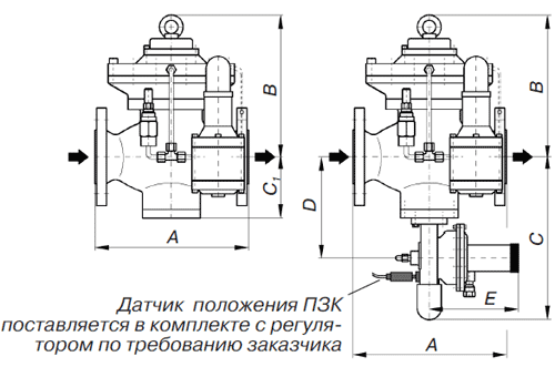 Регулятор низкого давления без и с предохранительно-запорным клапаном GasTeh 135, 135-BV