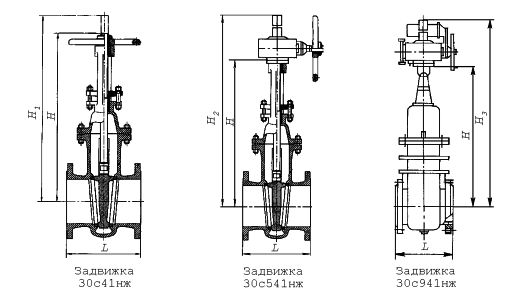 Задвижки клиновые с выдвижным шпинделем фланцевые 30с41нж, 30с541нж, 30с941нж